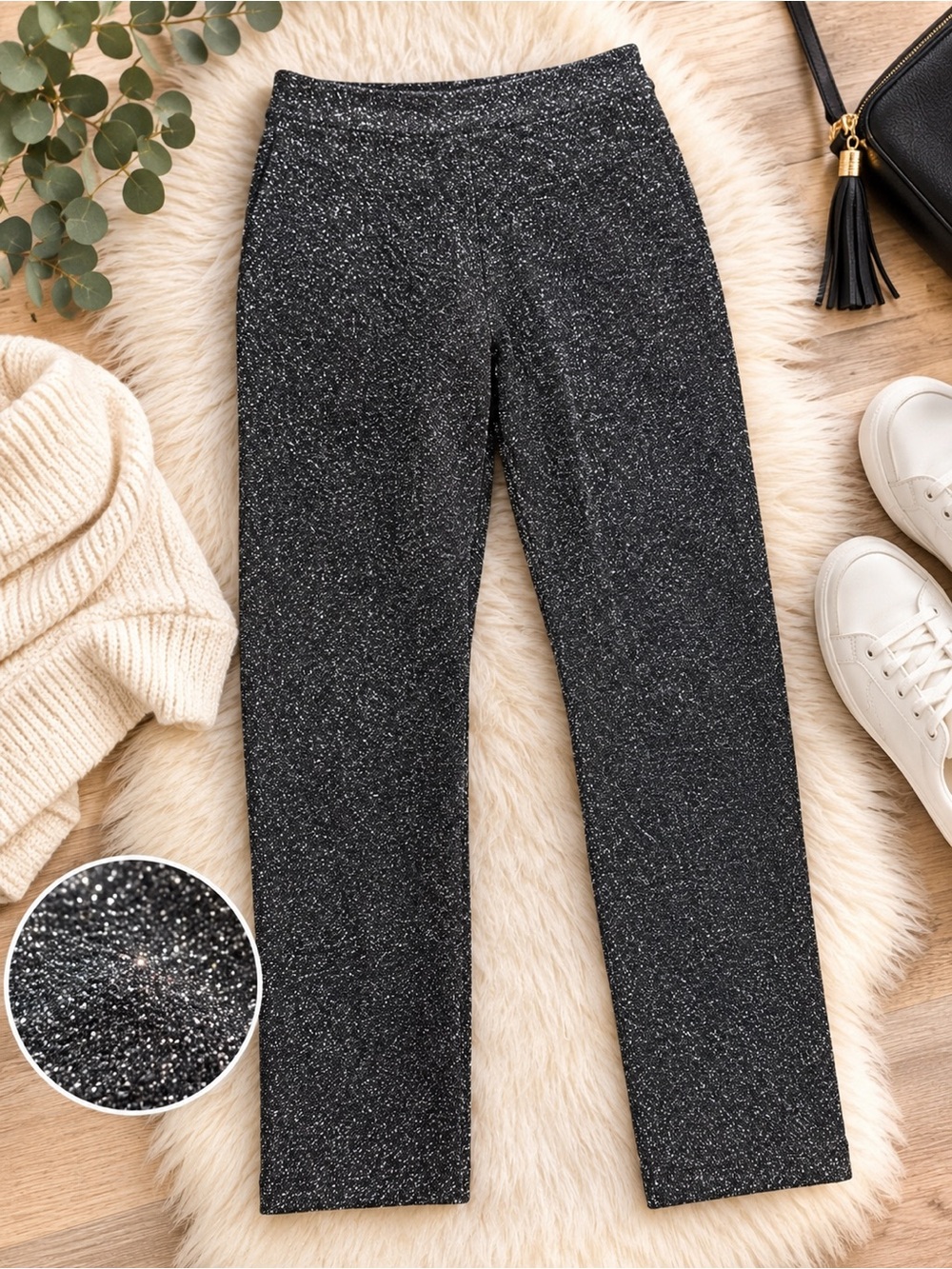 ✨ H&M Women’s Sparkle Knit Pull On Glam Whimsigoth Black Pants L